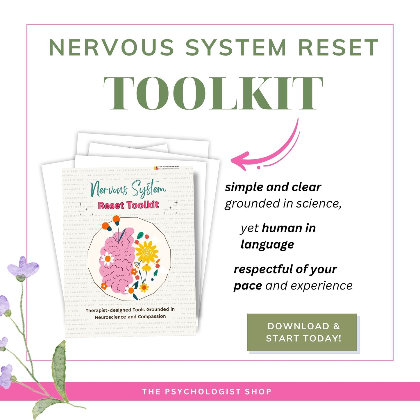 Nervous System Reset Toolkit  | Trauma-Informed Guide for Stress, Anxiety & Emotional Regulation