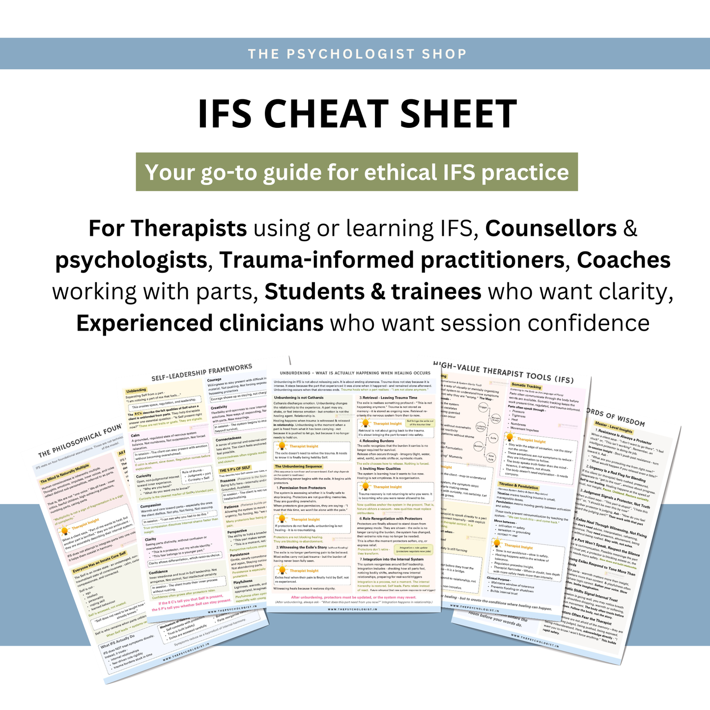 IFS Cheat Sheet | Internal Family Systems Therapy Guide | Trauma-Informed Therapist Resource