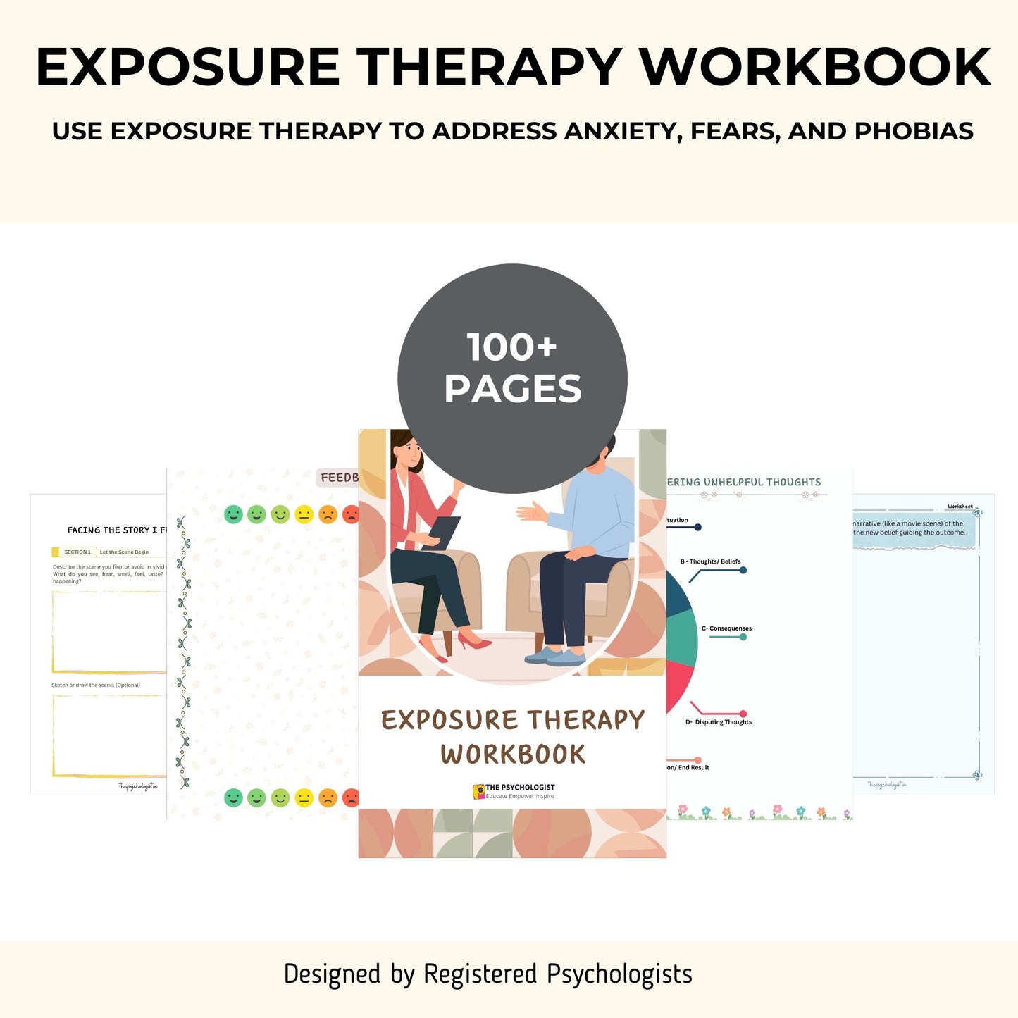 Exposure Therapy Workbook PDF | Erp Worksheets for OCD, Anxiety, PTSD, Phobias | Hierarchy, Response Prevention Tool | Therapeutic Guide