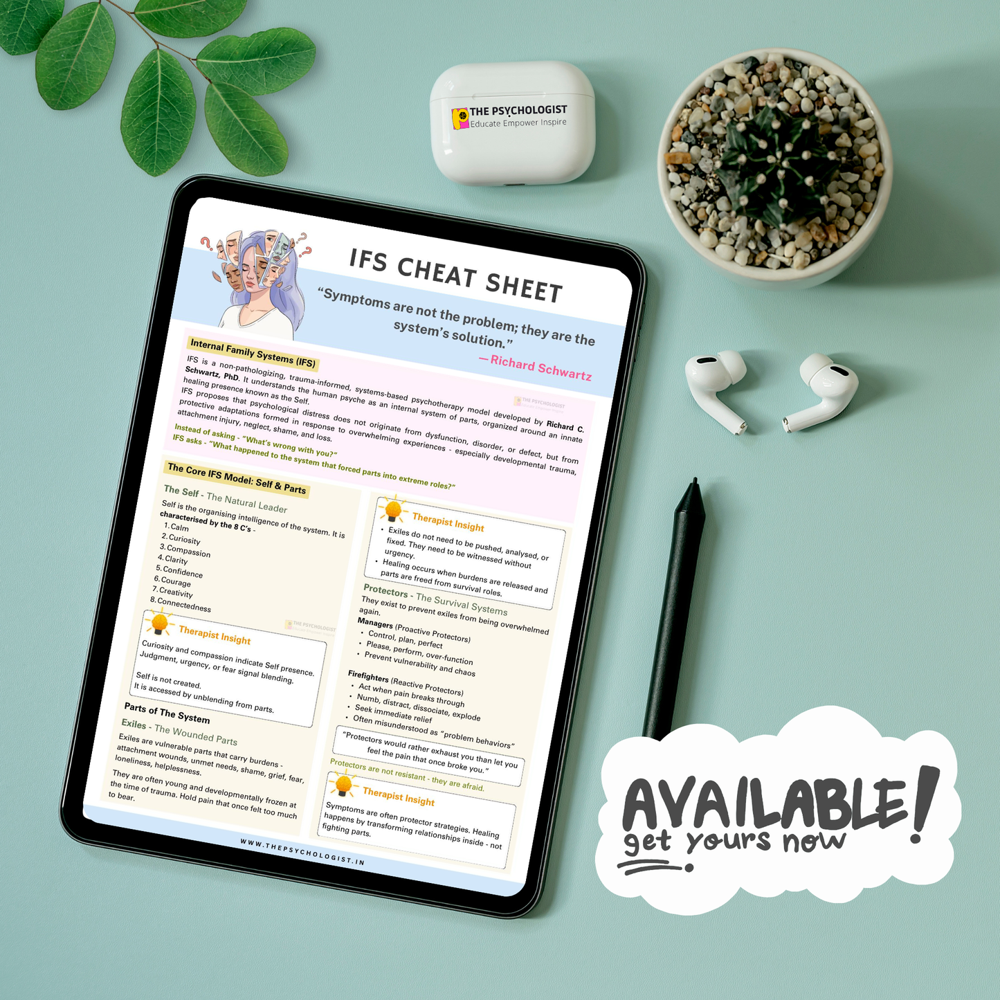 IFS Cheat Sheet | Internal Family Systems Therapy Guide | Trauma-Informed Therapist Resource