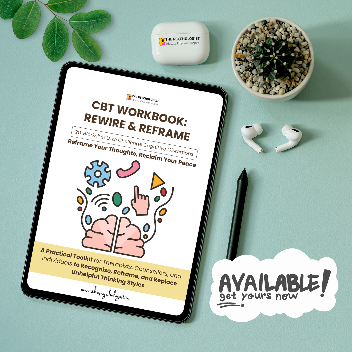 CBT WORKBOOK - REWIRE AND REFRAME : 20 Therapist-Designed Worksheets to Calm Anxiety, Challenge Distortions & Build Resilience