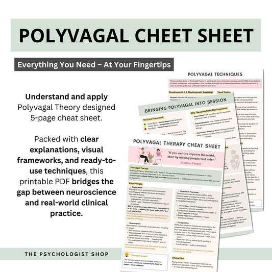 Polyvagal Theory Cheat Sheet – Nervous System Regulation & Trauma Therapy Resource