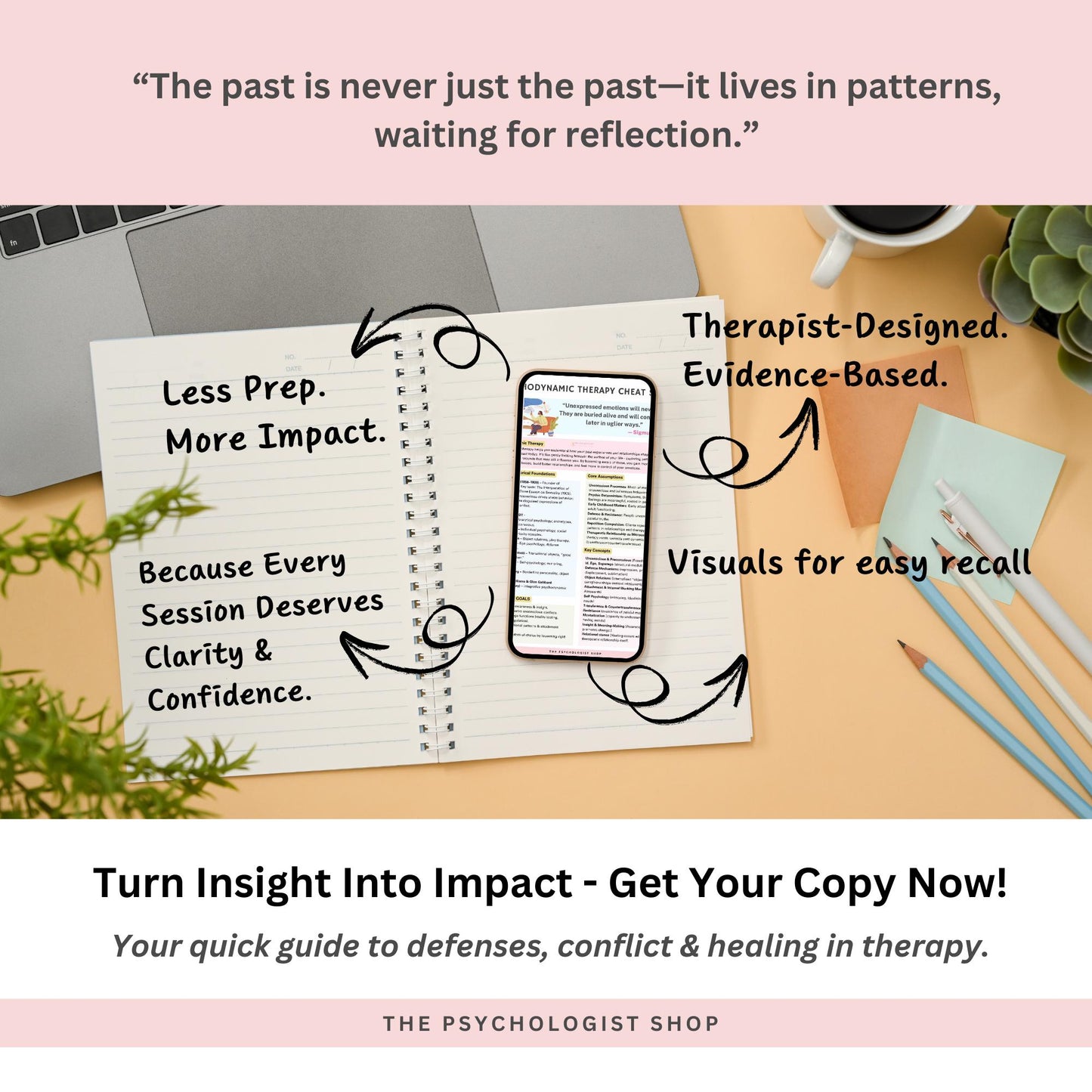 Psychodynamic Therapy Cheat Sheet | PDT Cheat Sheet | Psychodynamic Theory and Analysis Resource | Therapy Tools | ThePsychologistShop |