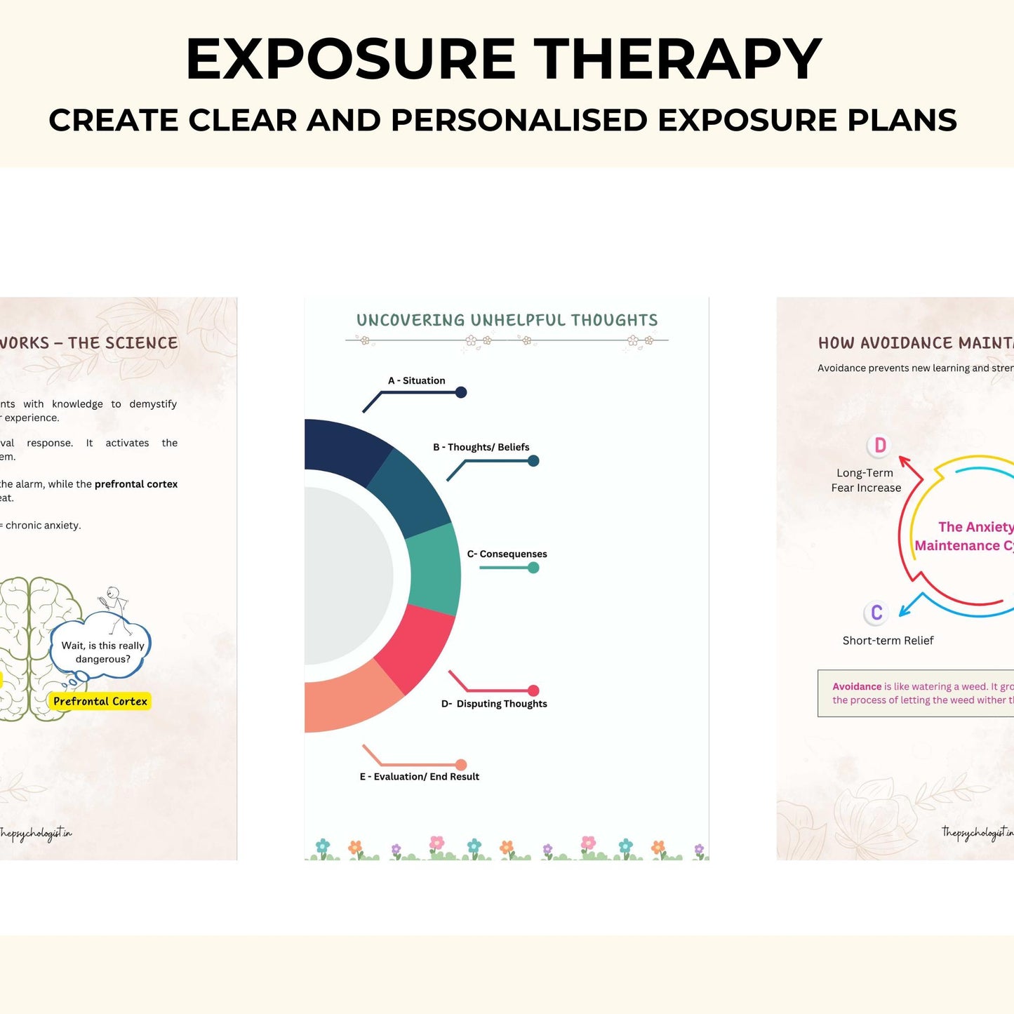 Exposure Therapy Workbook PDF | Erp Worksheets for OCD, Anxiety, PTSD, Phobias | Hierarchy, Response Prevention Tool | Therapeutic Guide
